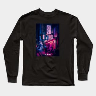 Tokyo Street Neon Synthwave Long Sleeve T-Shirt